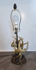 Ebros Gift 26in Faux Deer Antler Table Lamp Pinecone Cabin Lodge No Shade picture