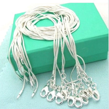 10PCS wholesale 925 sterling solid silver 1MM 18-20inch snake chain necklace USA picture