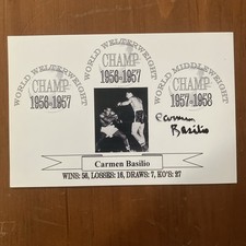 Autographed Carmen Basilio CIC 4x6 glossy photo index card boxing champ Signed  picture