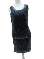 Sequin  mini dress in midnight blue./ Cache brand picture