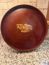Vintage handcrafted leather eagle-and-flag Serving Tray picture