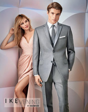 Ike  Evening Light Grey Slim Fit 2 piece Suit.  Jacket 40R, Pant 34-35R  picture