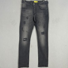 DSQUARED2 Jeans Men 30X30 Slim Distressed Grey Repair Patch Denim Button Fly EUC picture