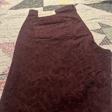 Ann Taylor Loft 14T Modern Skinny/ Deep Purple With Floral Print Corduroy picture