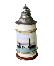 1900's  Lithophane Lindau Hafenparthie Stein Translucent Figure on Bottom picture