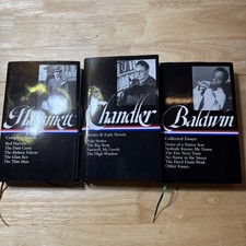 Library of America Hardcover Book Lot of 3 Dashiell Hammett Chandler Baldwin picture