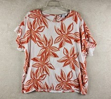 Rockmans Women's Short Ruffle Sleeve Tropical Floral Blouse Top Size 16 picture