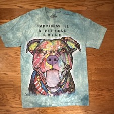 The Mountain 100% Cotton T-Shirt Teal Sz M Happiness Is A Pitbull Smile NWOT picture