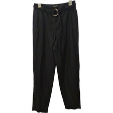 COS Black Cropped Pants Size EU 38 Lyocell Linen Belted NWOT picture