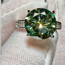 RARE 12.50 Ct Certified Lovely Treated Blue Diamond Solitaire Ring In 925 Silver picture