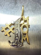 Vintage 14K Yellow Gold Diamond #1 MOM Charm Pendant picture