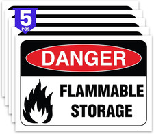 5 X Danger Flammable Storage Signs | 10 X 7 Inch Harmful Storage Warning Sticker picture