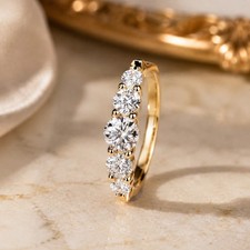 1.00Ct Round Cut Natural Diamond Eternity Wedding Band 14K Yellow Gold Size 6 7 picture
