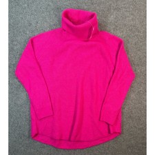 LOFT Womens Neon Pink Ribbed Turtleneck Sweater Size M Raglan Sleeve picture