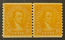 Travelstamps: 1924 US Stamps Scott # 603, 10c, Monroe, Mint MOGH Coil Pair picture