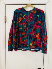VTG Velour Floral Folk Boho Dolman Sleeve Festival Pullover Blouse L picture
