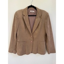 VTG Adolph Schuman for Lilli Ann Ultrasuede Blazer Jacket Camel Tan Sz 6 picture