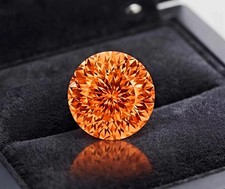 2CT Fancy Orange Color Round Portuguese Cut VVS1 Diamond 8.50 MM Gemstone picture