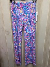 Lulu B Spx1546 Paisley print colorful long wide pant upf50 nylon spandex picture