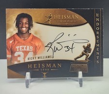 RICKY WILLIAMS Signed Auto Endorsements Card 1998 Texas Heisman Trophy COA picture