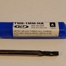 SCT TM8-1MM-HA Helical Flute Thread Mill M8x1 1.00mm Pitch 25.4 TPI picture