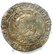 1544-47 Britain England Henry VIII Groat 4P Lis Coin - Certified PCGS AU58 picture