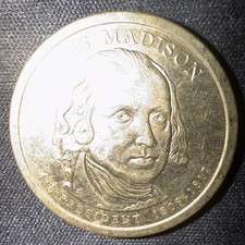 James Madison 4th President One Dollar Coin 1809-1817 D Mint picture