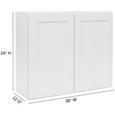White Shaker RTA Wall Cabinet - Solid Wood, Soft-Close Multiple Sizes Available picture