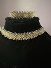 Antique Sterling Cannetille Choker Necklace And Bracelet Set  Etruscan Revival picture