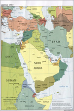 Middle East Political Map Poster Iraq Iran Israel Geography Wall Art Print picture