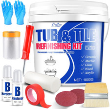 Tub and Tile Refinishing Kit - 35Oz Semi-Gloss White Tile Paint with Tools for B picture
