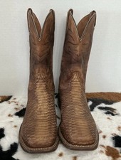 Dan Post Mens KA Python Print Leather Western Boots Brown 10.5 EW picture