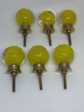 Set of 6 Vintage Mid Century Hand Blown Solid Brass Drawer Pulls Knobs Retro picture