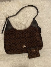 Coach Ella Signature Chenille Truffle Brown Shoulder/Crossbody Bag & Wallet NEW picture