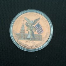 Liberty Bell American Flag Bronze Medal Round 250th Anniversary 1776-2026 picture