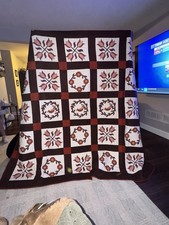 Vintage Handmade Applique Quilt Tulip Bird Wreath Folk Art Pennsylvania Dutch picture