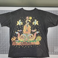 Vintage Santana Tshirt Large Black 90s Heaven Smiles Band Single Stitch Grunge picture