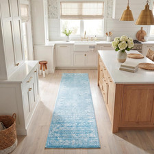 SAFAVIEH Tulum Collection Runner Rug - 2' X 8', Aqua & Ivory, Moroccan Boho Dist picture
