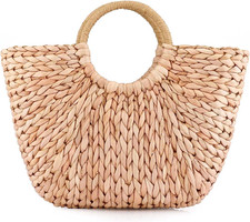 Bolso de ratan de verano para mujer tejido a mano con asa superior para playa picture