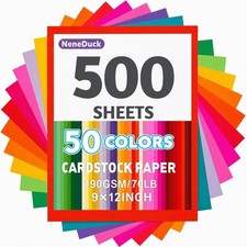 500 Sheets 9x12 Colored Construction Paper, 190 GSM, 50 Assorted Colors - Craft picture
