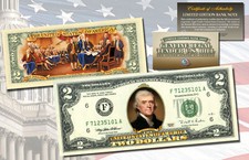 *MUST SEE* Genuine Legal Tender Bank Note COLORIZED 2-Sided $2 Two Dollar Bill picture