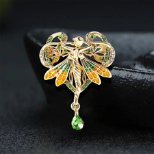 Vintage Art Nouveau Style Fairy Enamel Pendant Brooch Shawl Pin Jewelry Gift USA picture