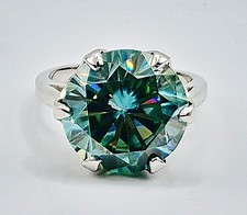 RARE 9.85 Ct Certified Treated Blue Diamond Ring ,925 Silver picture