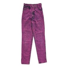 Vtg 80s Wrangler Pleated Jeans Womens Barbie Pink Acid Wash Sz 26x34 Western USA picture