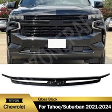 Front Grille Molding Trim Fit For 2021-2024 Chevrolet Tahoe/Suburban Gloss Black picture
