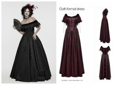 Punk Rave Women Black Red Gothic Retro Jacquard Victorian Slim Princess Dress picture