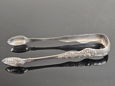 Victorian Scottish Sterling Silver Sugar Tongs Glasgow c1857 Shell Bowls 53g picture
