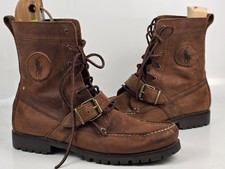 Polo Ralph Lauren Ranger Men's Brown Leather Lace Up Buckle Boots US Size 10.5D picture
