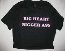 Shein BIG HEART BIGGER ASS graphic crop tee S black nip picture