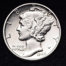 1942-D Mercury Silver Dime AU   picture